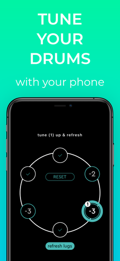 drum tuner EZ - drum tuning app for Android & iOS - lug tuner mode provides tuning suggestions to efficiently clear your drum head